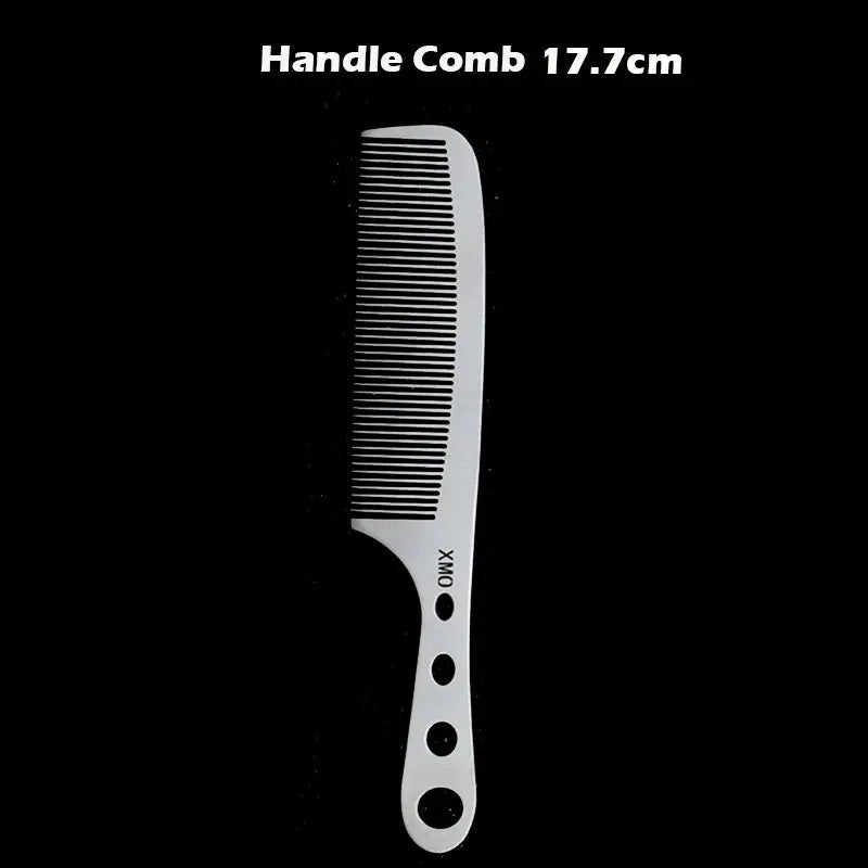 Brainbow titanium steel barber comb, ultra-thin anti-static professional salon tool with 17.7 cm handle