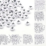 White Round Alphabet Letter Beads 7x4mm A To Z Acrylic Spacer Beads For Jewelry Making DIY Bracelets