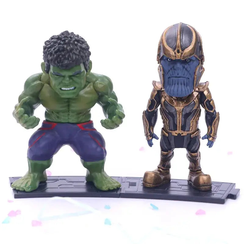 Marvel Avengers 6 Piece Action Figure Set Black Panther Thanos Iron Man Spider Man Captain America Hulk Collectible Toys