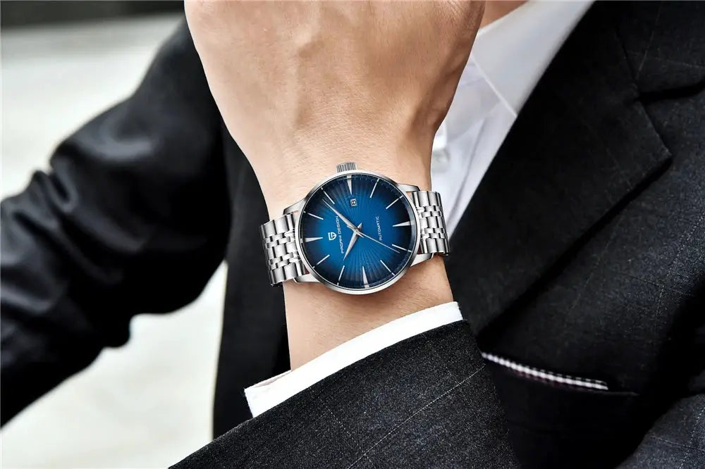 PAGANI DESIGN men's stainless steel watch with blue dial