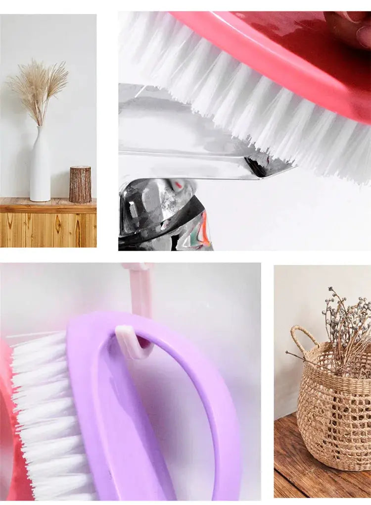 Simples Market colorful egg-shaped cleaning brush set with soft bristles; pink and purple handles 4 pcs