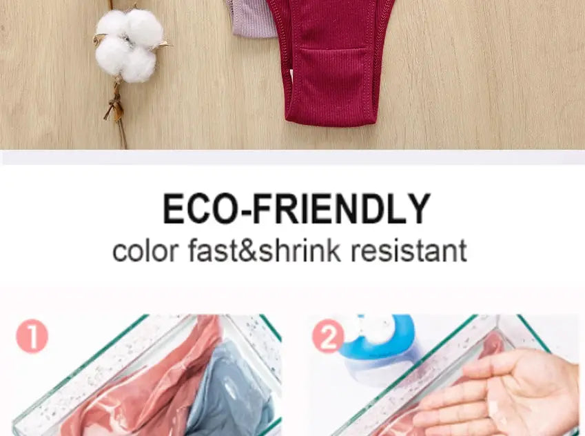 Cotton panties set, 5-piece, by Simples Market in assorted colors