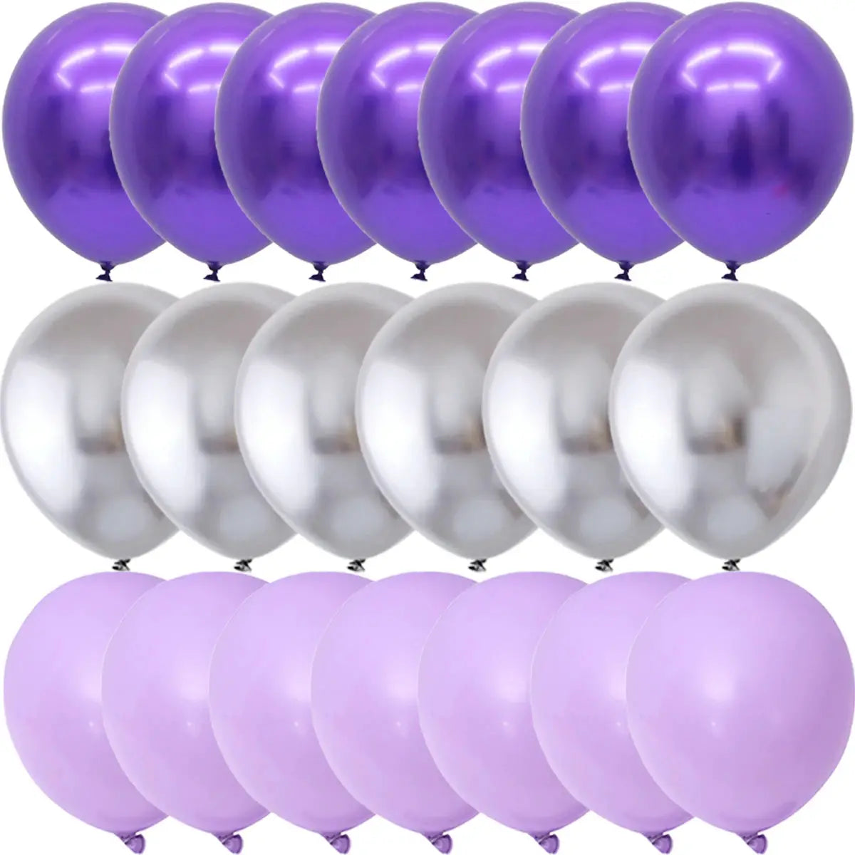 40 Pack Matte Confetti Balloons Silver White Purple For Wedding And Birthday Decor
