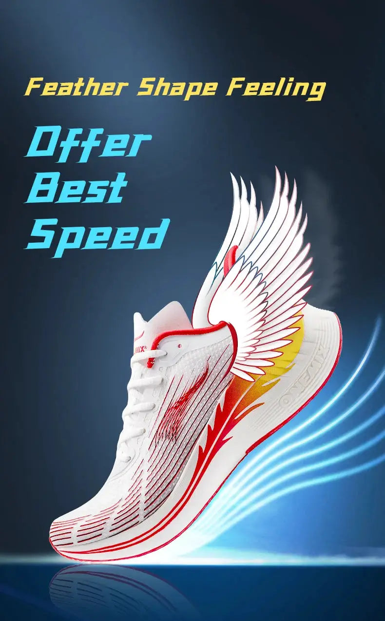 Onemix New Men Marathon Running Shoes for Women, white with red accents, breathable lightweight sneakers