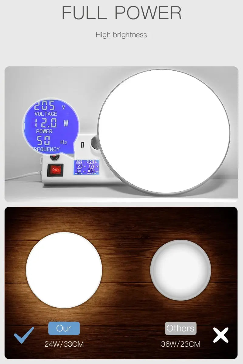 LED ceiling lamps by Simples Market; two round white ultra-thin panels, 24W/33cm and 36W/23cm