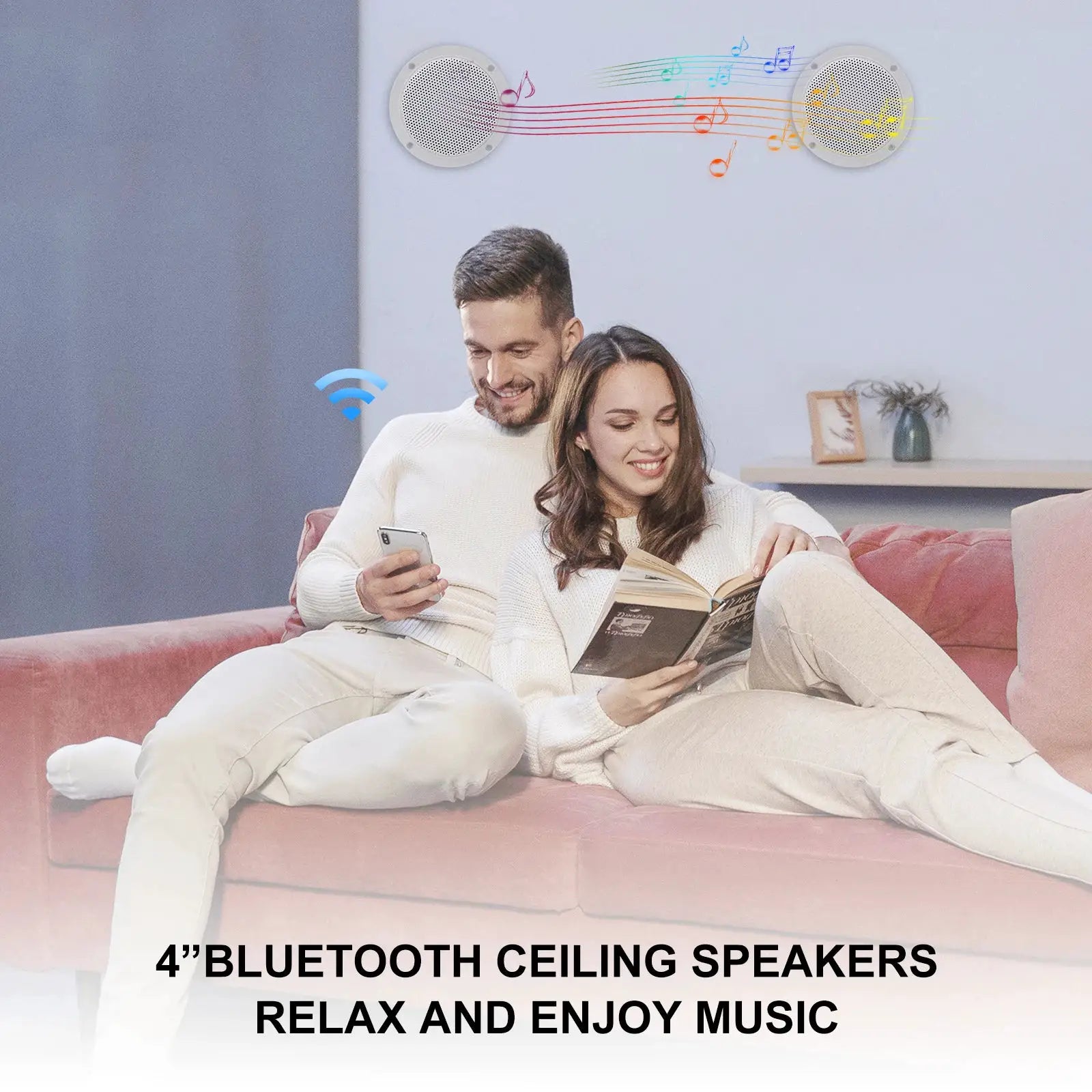4-inch Bluetooth ceiling speakers, white, indoor pair from Simples Market Herdio