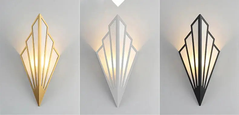 Nordic LED iron wall lamp sconce set in gold, white and black finishes (three wall lights)