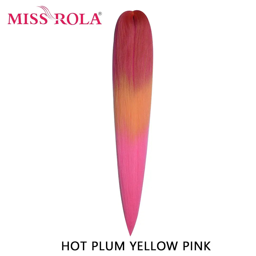 Miss Rola synthetic 30-inch Kanekalon hair braid, pink yellow gradient, pre-stretched jumbo extension