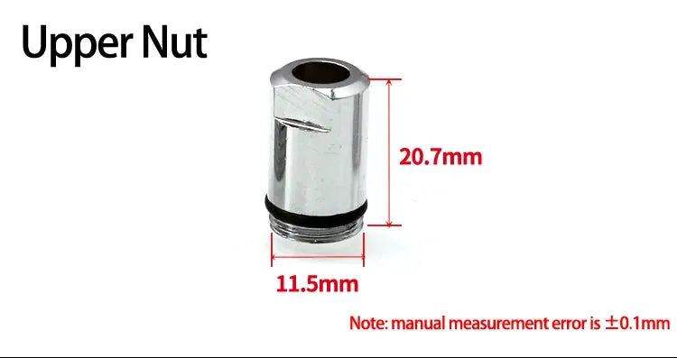 Upper nut for shower faucet diverter valve; chrome-plated metal with rubber gasket.