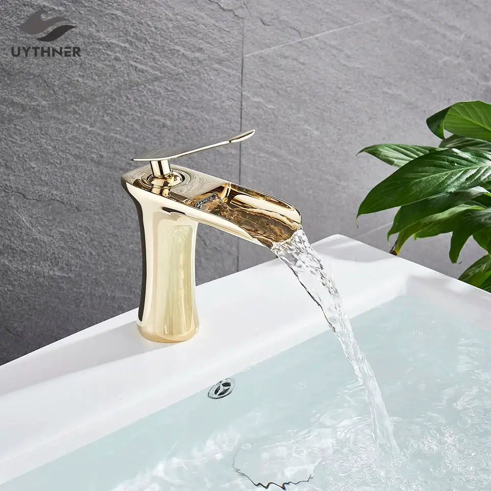 Basin faucet Simples Market antique brass with single-handle waterfall flow