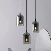 Led Pendant Lamp Nordic gray glass pendant lights by Simples Market, set of 3, modern hanging lighting with E27 bulbs