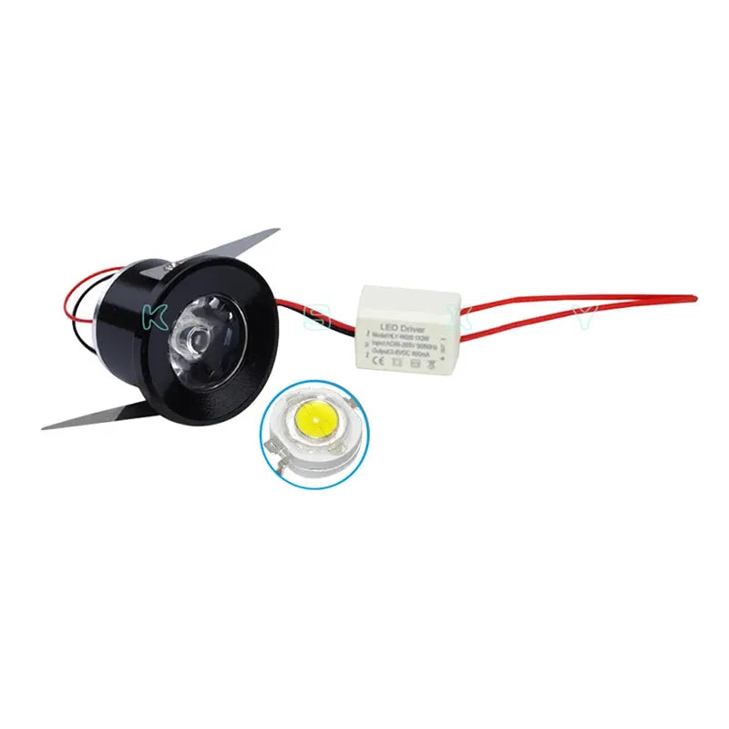 Simples Market black LED cabinet spotlight with driver, mini downlight for ceiling, 4000K, includes wiring