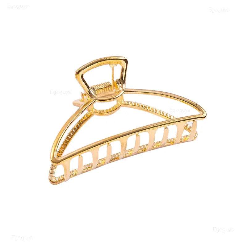 LuxeLocks Geometric Metal Hair Claw Clip With Strong Grip For Women And Girls Solid Color Korean Hairpins