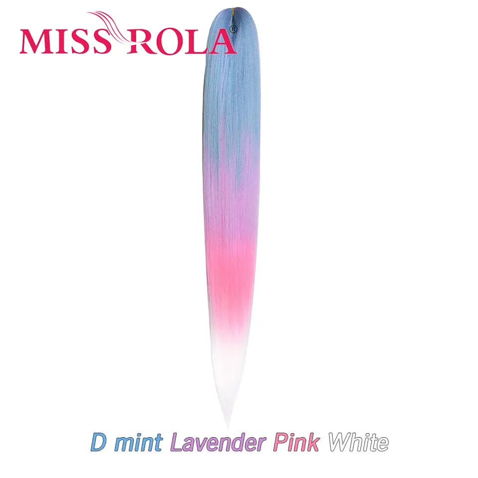 Miss Rola synthetic 30-inch Kanekalon braid hair extension; gradient mint blue to lavender pink to white
