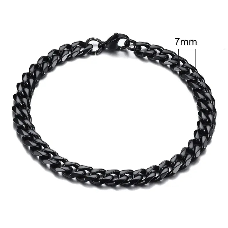 Vnox Stainless Steel Cuban Link Bracelet Unisex Curb Chain for Men and Women with Lobster Clasp