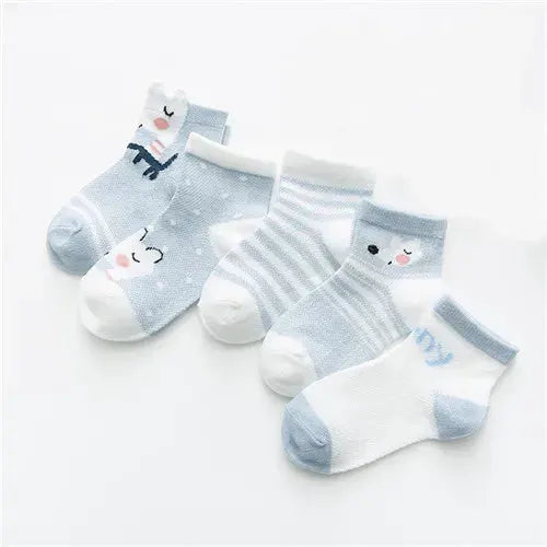 5 Pairs Baby Socks 0 To 24 Months Infants Cotton Mesh Boys Girls Newborn Toddler First Walkers Accessories Lawadka