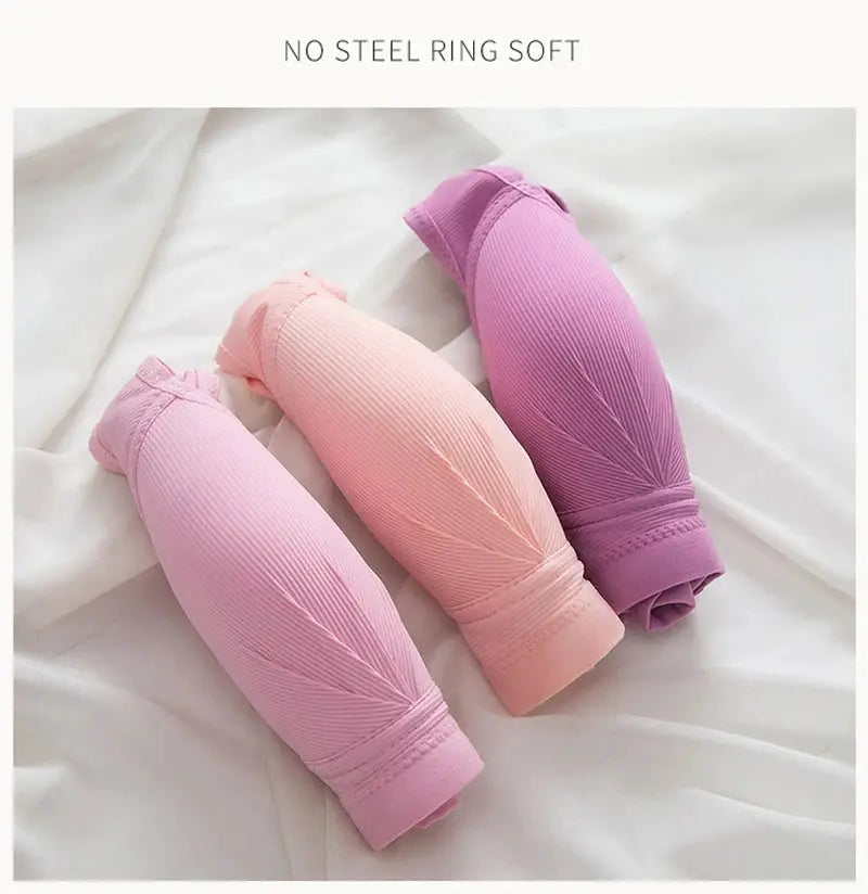 Push-up front-button bras by Simples Market; 3 pastel colors, no steel ring