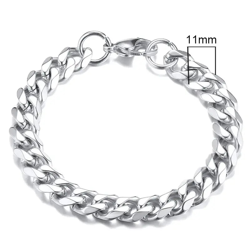 Vnox Stainless Steel Cuban Link Bracelet Unisex Curb Chain for Men and Women with Lobster Clasp