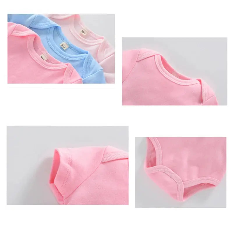 3 Piece Baby Bodysuit Set Cotton Summer Romper For Newborns Boys Girls Solid Color Jumpsuit Clothing