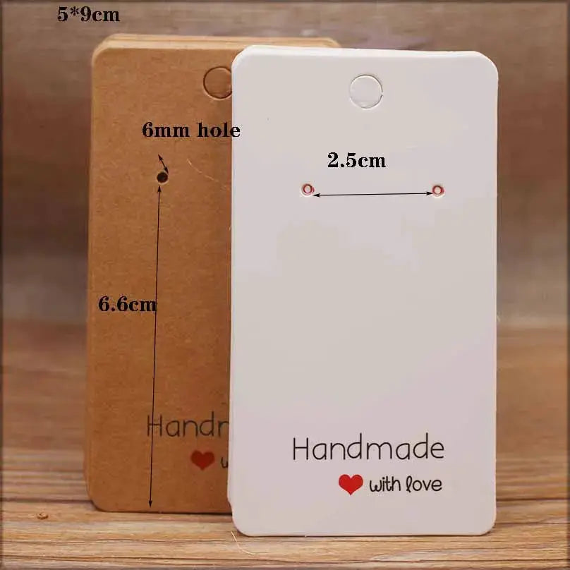 50 Pcs Paper Earring Cards Set Handmade Style Jewelry Cards 5x5cm 3x3cm 5x9cm 5x6.5cm 5x7cm Brown White DIY Packaging