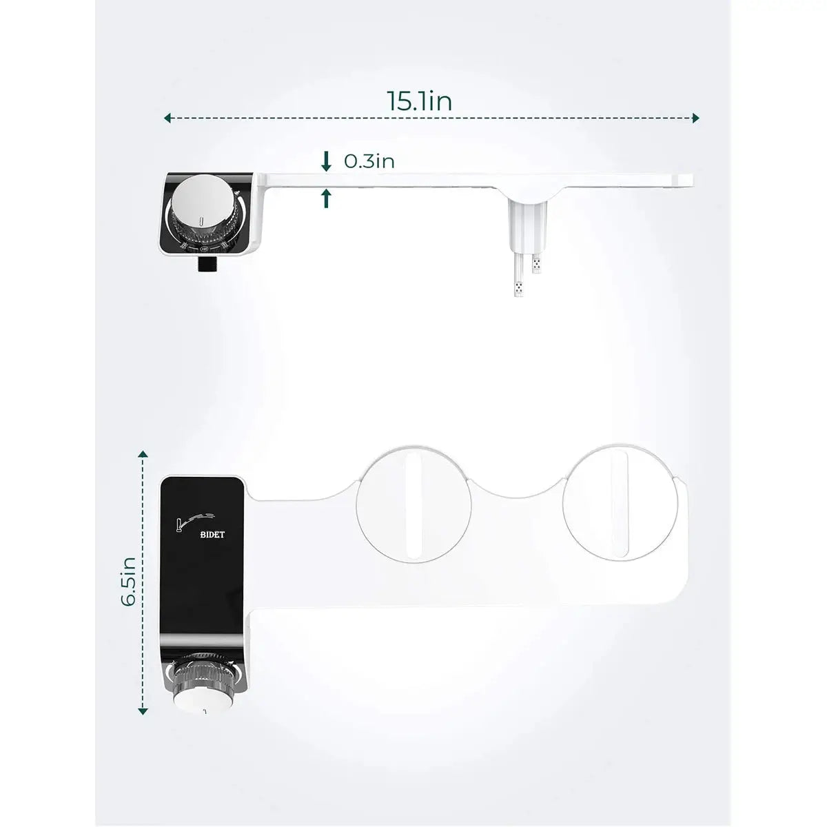 Simples Market bidet toilet seat attachment, white non-electric unit with dual nozzles and hot/cold water mixer