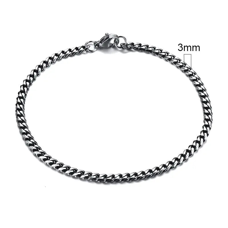 Vnox Stainless Steel Cuban Link Bracelet Unisex Curb Chain for Men and Women with Lobster Clasp