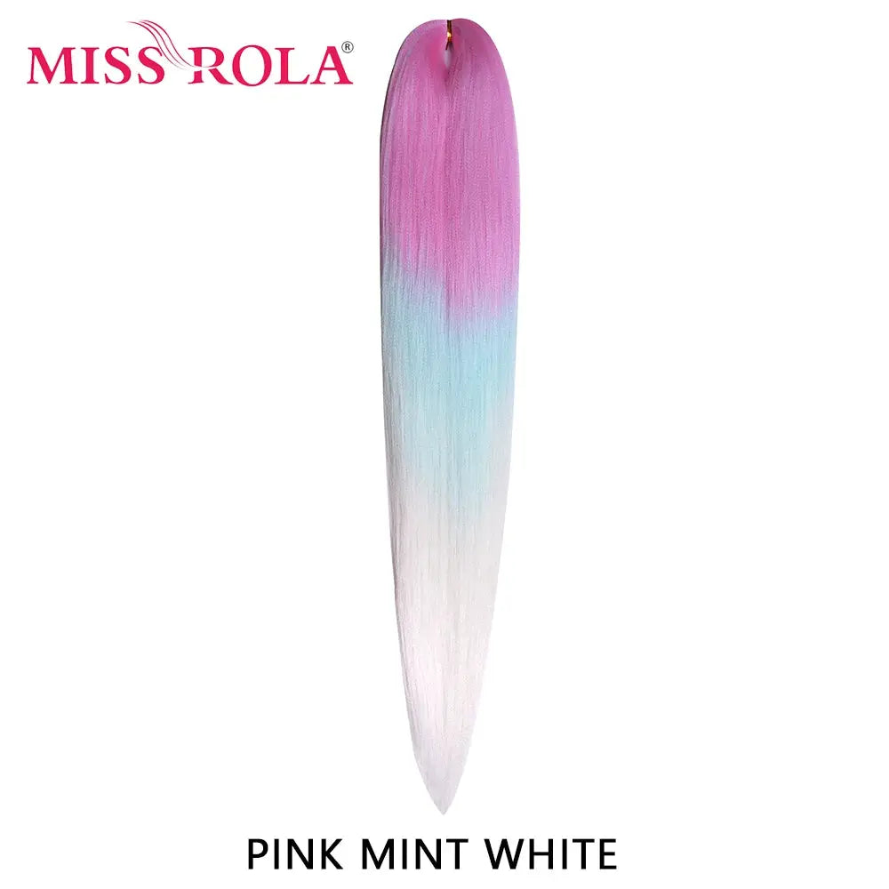 Miss Rola synthetic hair braid, 30-inch Kanekalon, pink mint white gradient, pre-stretched jumbo braid by Simples Market