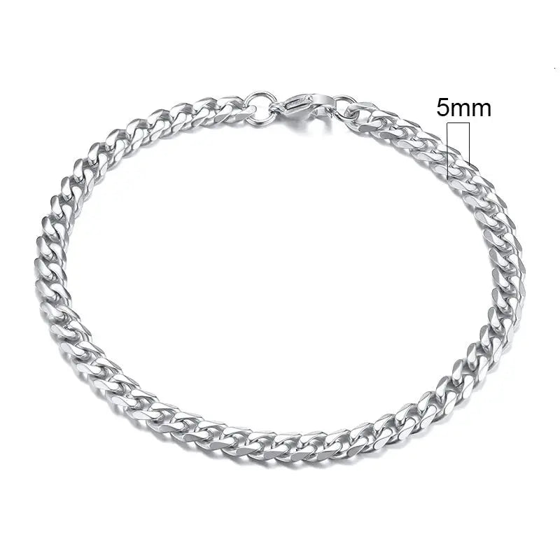 Vnox Stainless Steel Cuban Link Bracelet Unisex Curb Chain for Men and Women with Lobster Clasp