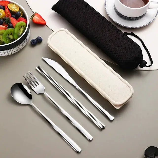 Equi 304 Stainless Steel Tableware Set Durable Rust Resistant Portable Cutlery With Ergonomic Handles And Box