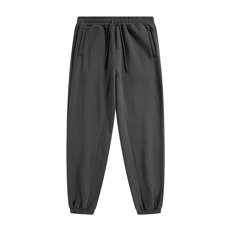 ZODF Trendy fleece sweatpants for men, unisex dark gray joggers with drawstring pockets and cuffed ankles