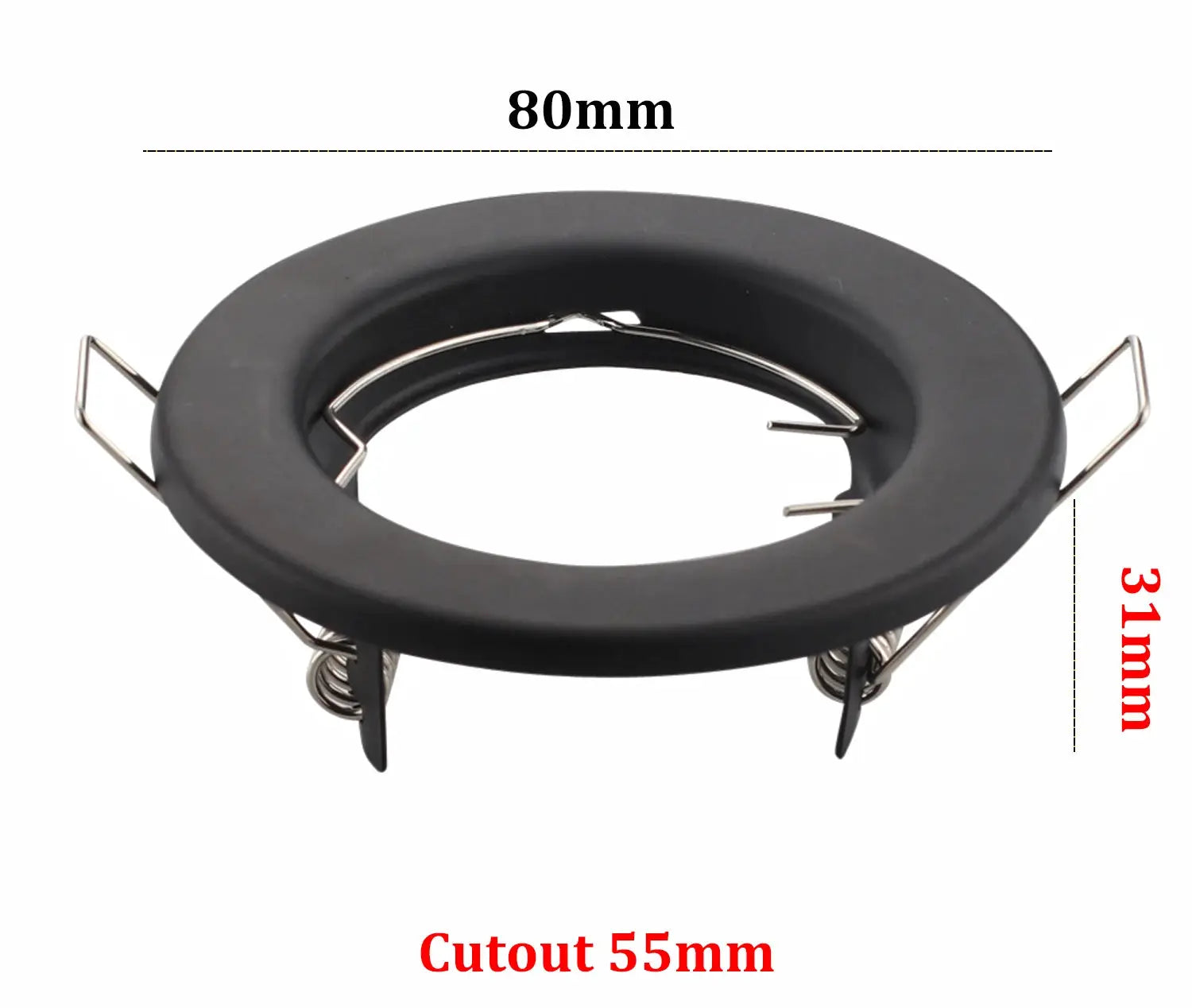 Simples Market 10pcs downlight frame recessed LED ceiling fixtures GU10 MR16, black circular trim with mounting springs