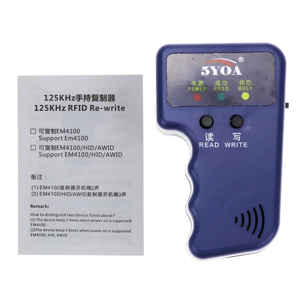 125KHz RFID duplicator handheld blue reader-writer by Simples Market with status LEDs