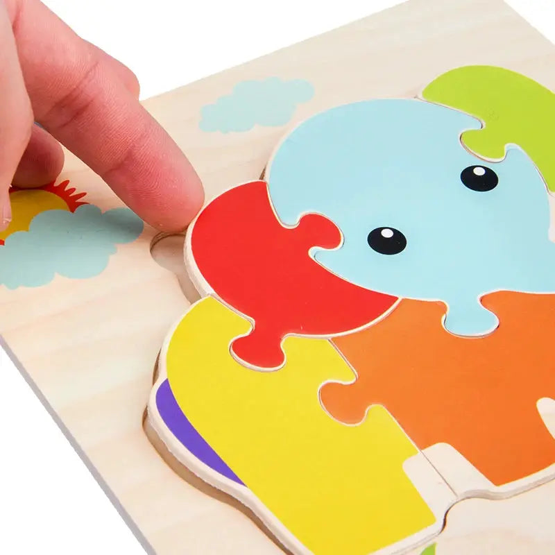 Wooden Baby 3D Puzzles Tangram Shapes Educational Cartoon Animals Jigsaw Toys Gift For Children To Boost Learning And Motor Skills