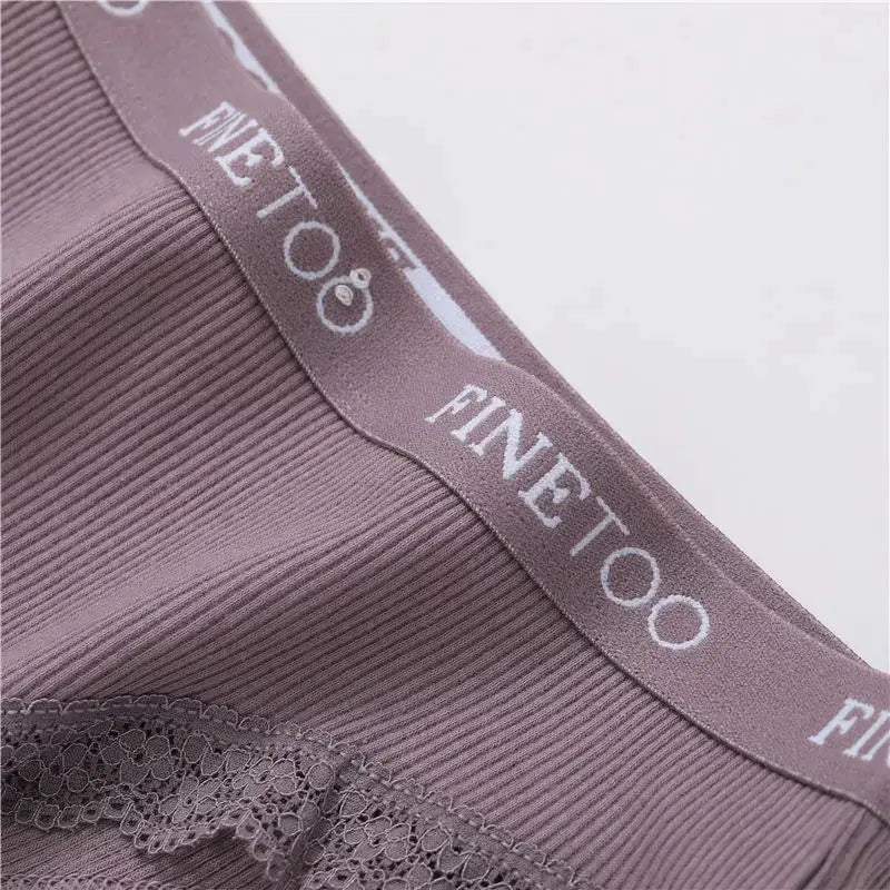 Panties for women mauve ribbed cotton lace with delicate trim