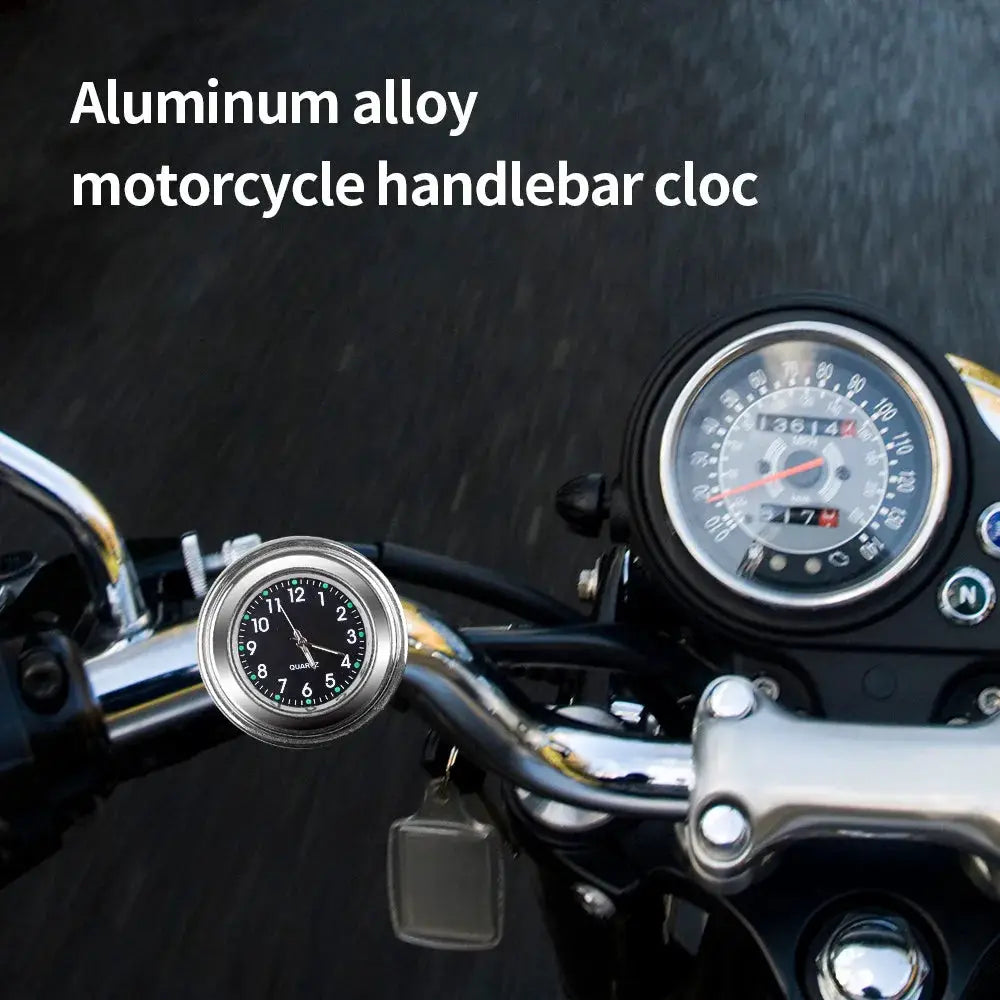 TrailForge Aluminum Quartz Handlebar Mount Watch Luminous Waterproof Time Display For Motorcycles Scooters Bicycles