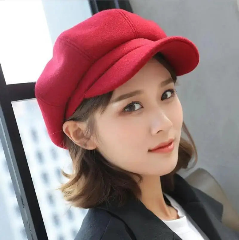 Everluxe Wool Blend Octagonal Newsboy Cap For Unisex All Season Comfort And Classic Style
