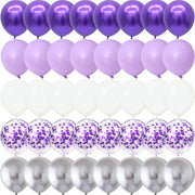 40 Pack Matte Confetti Balloons Silver White Purple For Wedding And Birthday Decor