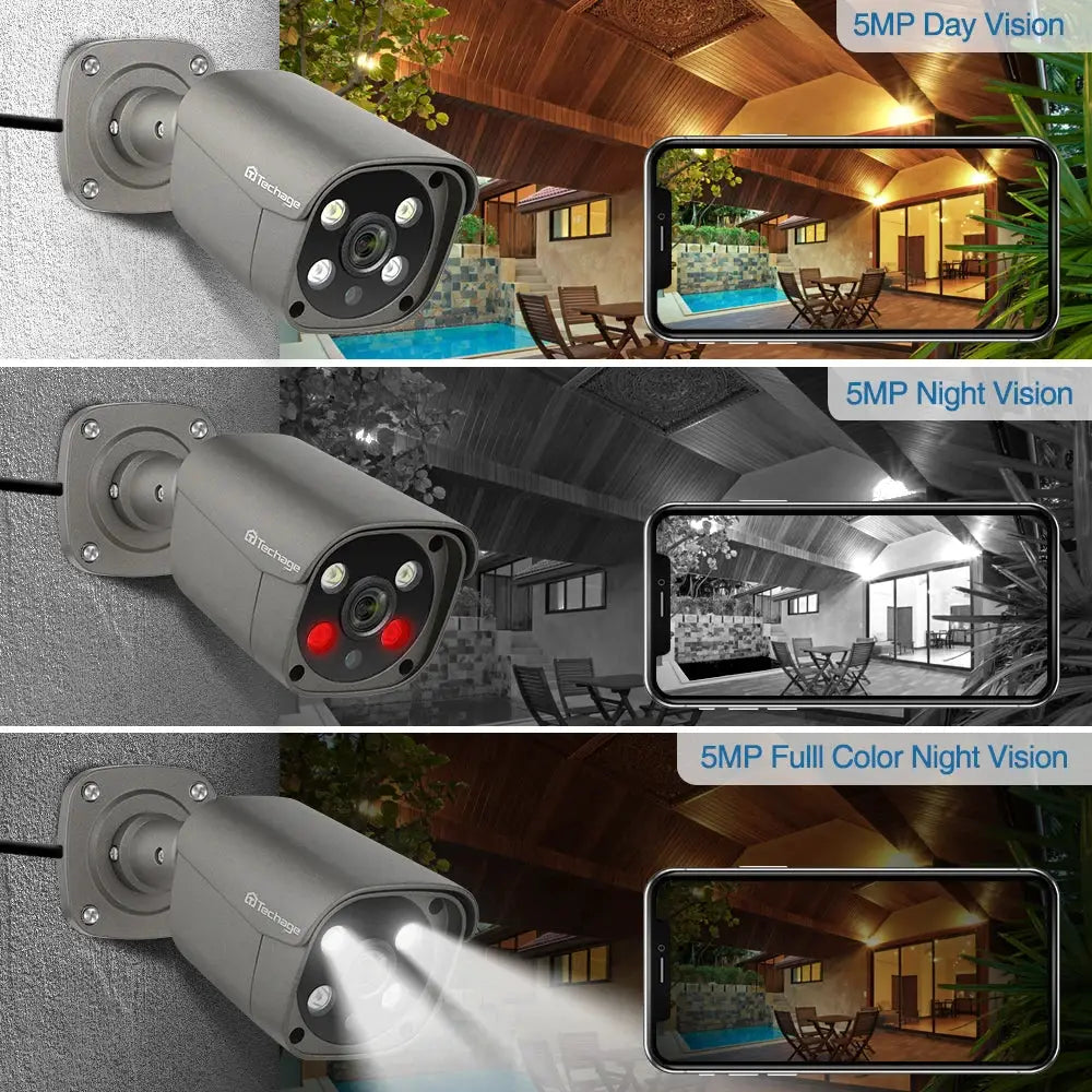 Techage outdoor metal IP camera with 5MP day/night vision and smartphone live view
