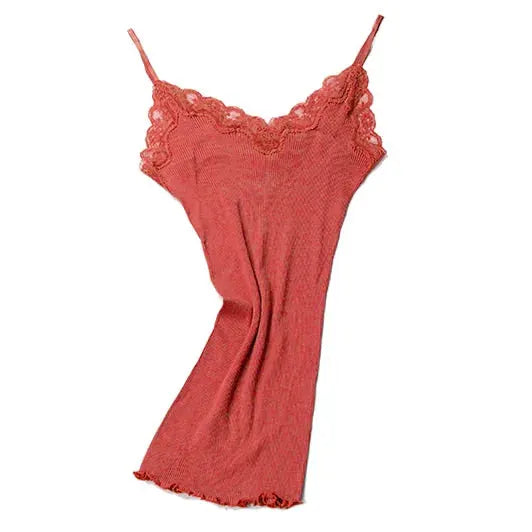 SuyaDream 70 Percent Silk Cotton Blend Lace Camisole With Spandex Knit For Soft Breathable Comfort