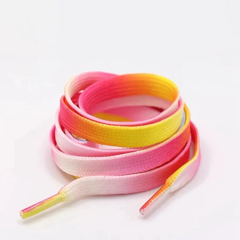 Flat rainbow-gradient shoelaces, 1 pair for sneakers