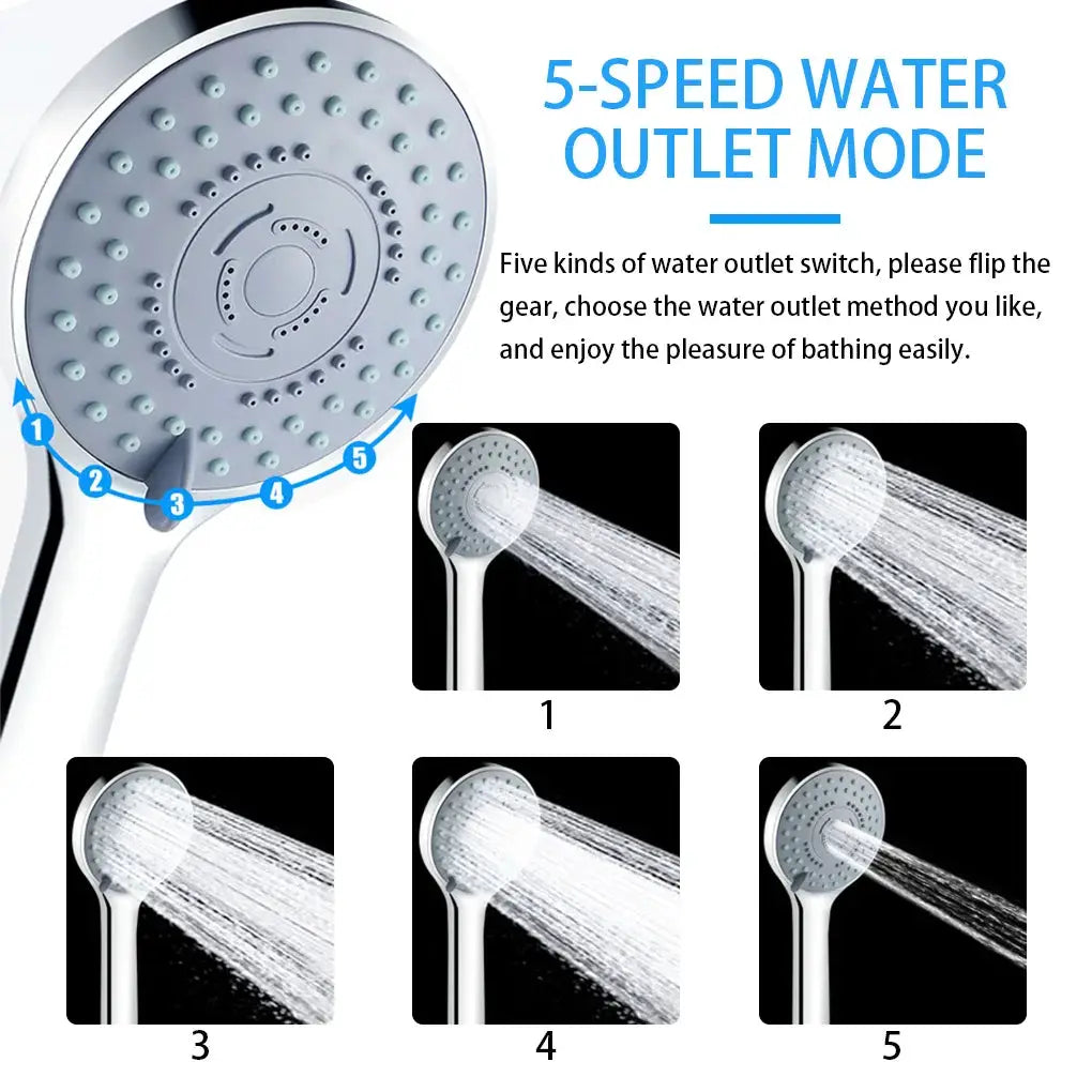 Bathroom handheld shower head by Simples Market with 5 adjustable spray modes, white finish