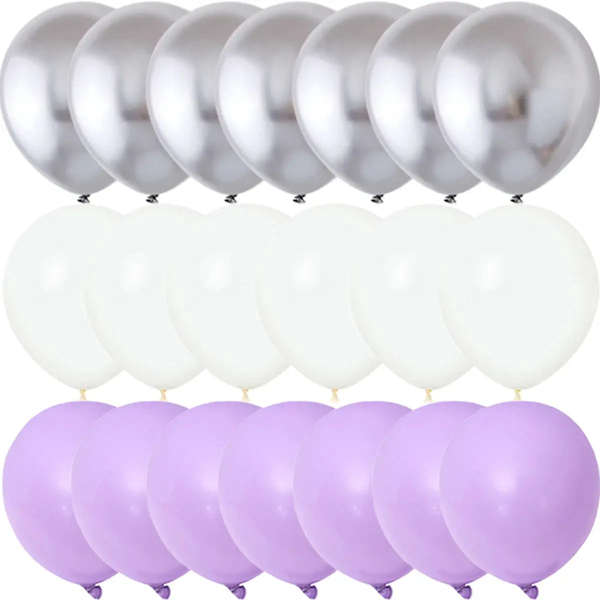 40 Pack Matte Confetti Balloons Silver White Purple For Wedding And Birthday Decor