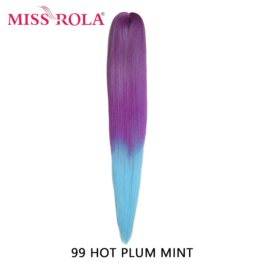 Miss Rola synthetic Kanekalon braid, 30-inch, gradient hot plum to mint, pre-stretched jumbo hair extension
