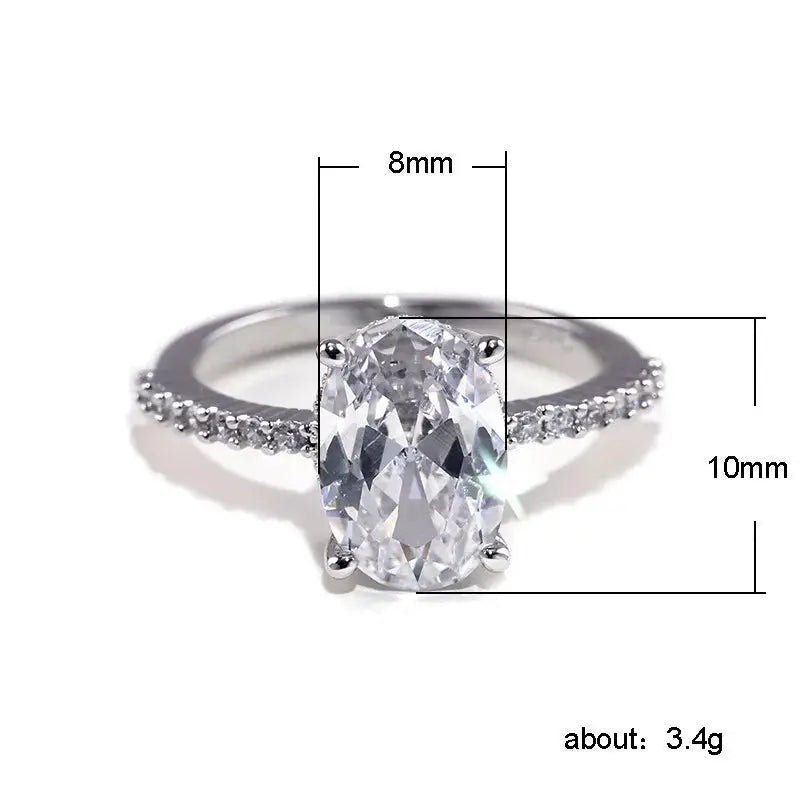 Huitan Oval Dazzling Brilliant CZ Stone Ring Four Prong Setting Wedding Anniversary Gift For Wife And Girlfriend - Simples Market