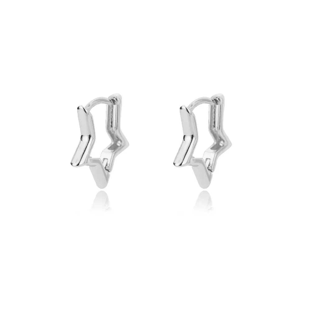 Geometric Star Hoop Earrings Stainless Steel Hypoallergenic Jewelry For Women And Girls Gift