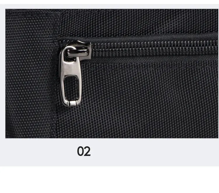 Waist pack fanny pack in black nylon with a silver metal zipper, unisex style.