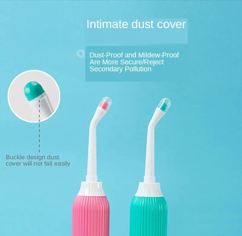 Simples Market portable bidet set of 2 with pink and teal handles and curved white nozzles