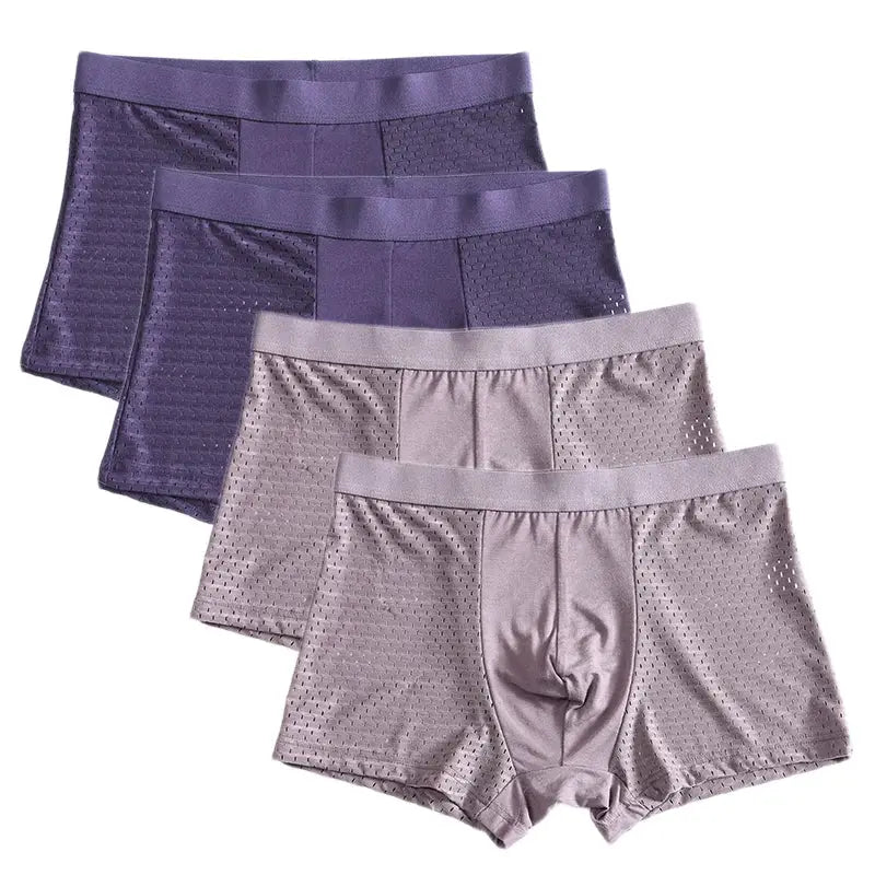 Men's bamboo fiber boxer briefs 4-pack in purple and gray by Simples Market