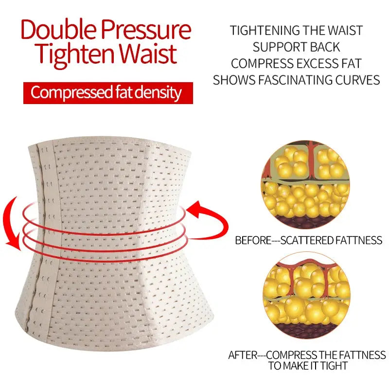 Waist trainer shaper for men by Simples Market in beige perforated fabric with high compression abdomen girdle.