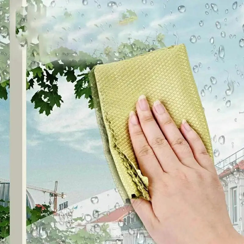 Simples Market 5pcs microfiber window glass cleaning cloths, yellow, super absorbent kitchen wiping rags